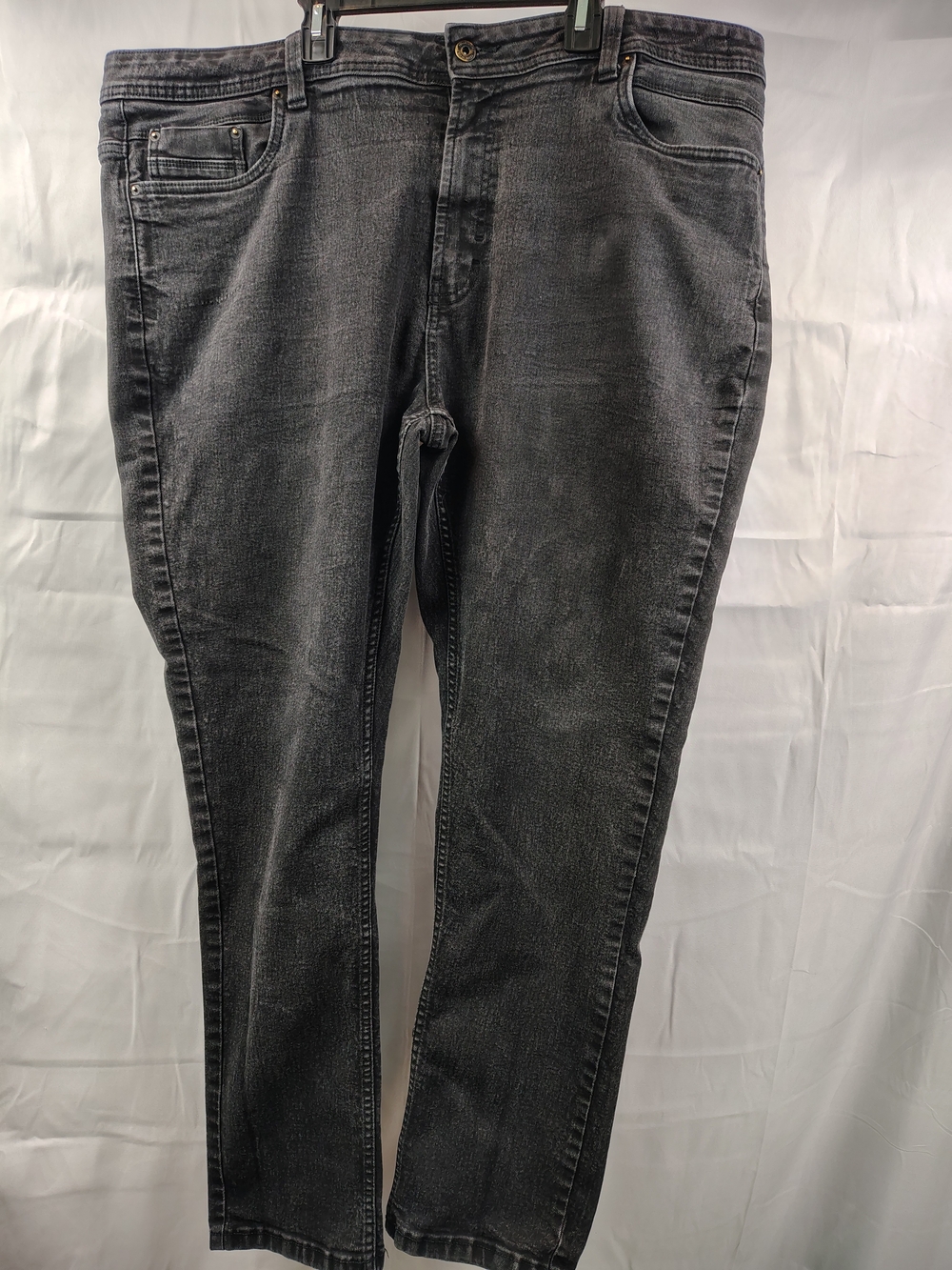 Kenneth Cole Reaction Mens 44x32 Jeans Black Athletic Tapered Fit Stretch Denim